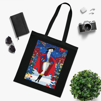 🎄🎭 The Christmas Masquerade Lady Cotton Tote Bag – Art Deco Holiday Glamour