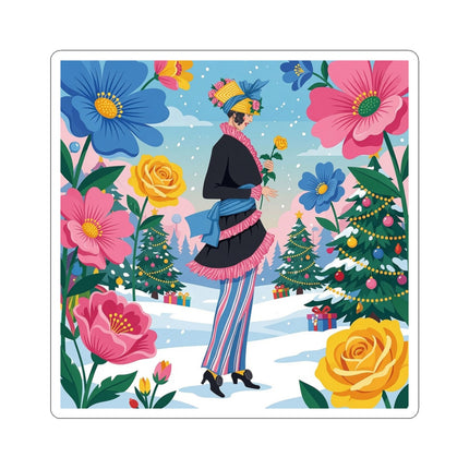 🌹🎄 The Golden Rose Of Winter Kiss-Cut Sticker – Art Deco Holiday Fantasy