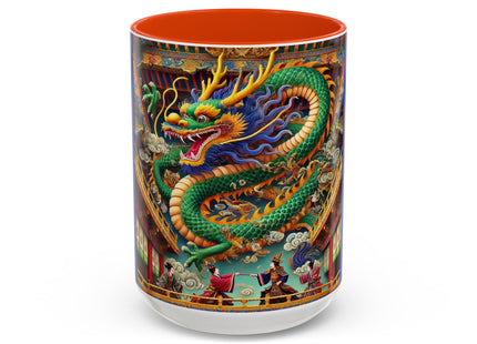 Tibetan Dragon Over Kabuki Duel Colorful Mugs (11oz, 15oz)