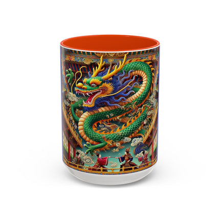 Tibetan Dragon Over Kabuki Duel Colorful Mugs (11oz, 15oz)