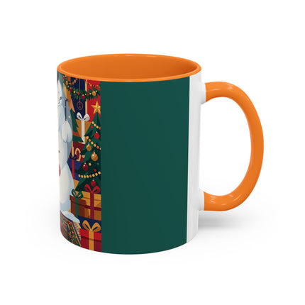☃️🎄 The Snowman's Christmas Companion Colorful Mug – Art Deco Holiday Fantasy