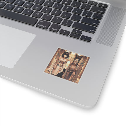 🐱🏛️ Egyptian Priestess Cats Kiss-Cut Sticker – Temple Guardians & Ancient Grace