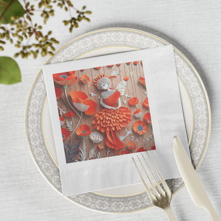 Poppy Fairy White Coined Napkins