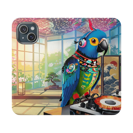 🎧🦜 Parrot DJ Flip Case – Neon Beats & Cyber Groove