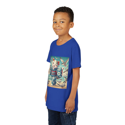 Geisha Kitten by the Seaside Youth Short Sleeve Tee
