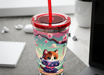 Samurai Kitten Sunsplash Tumbler with Straw, 16oz