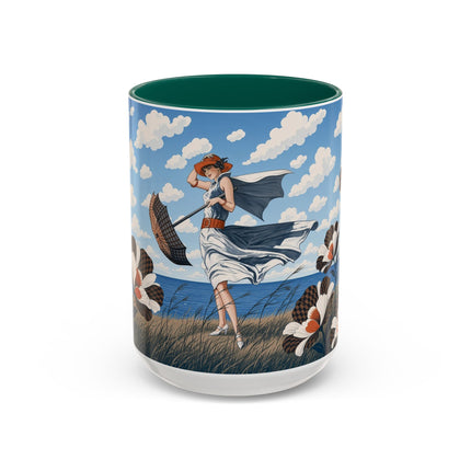 🌊🌼 The Windswept Seaside Promenade Colorful Mug – Art Deco Coastal Elegance