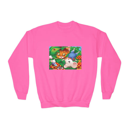 Whimsical Adventure Youth Crewneck Sweatshirt – Playful Journey & Storybook Fun