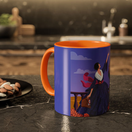 The Dawn Serenade Colorful Mug (11oz, 15oz) – Rooster Beauty, Morning Charm & Art Deco Elegance