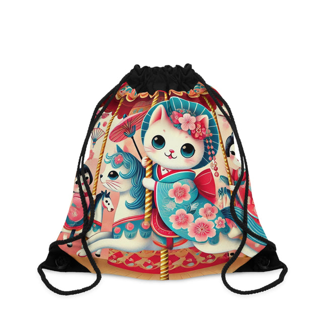 Geisha Kitten's Enchanted Carousel Ride Drawstring Bag
