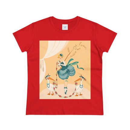🌸🪽 The Lady And The Garden Storks Cotton Tee – Art Deco Floral Whimsy