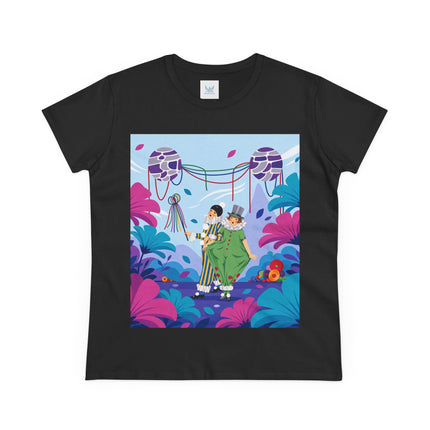 🎭🌸 The Garden Masquerade Cotton Tee – Art Deco Floral Whimsy