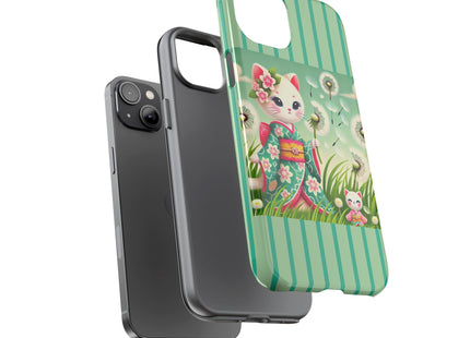 Geisha Kitten and the Dandelion Phone Cases