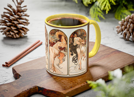 The Seasons by Alphonse Maria Mucha Colorful Mugs (11oz, 15oz)