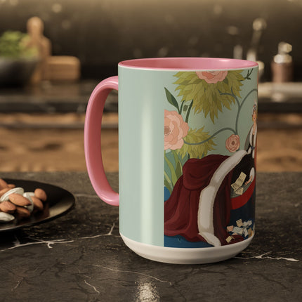 The Lady Of The Scarlet Chaise Colorful Mugs – Art Deco Romantic Elegance