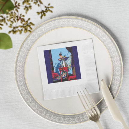 A Visual Journey by Umberto Brunelleschi White Coined Napkins