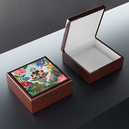 🌸🏯 The Lady Of The Pagoda Garden Jewelry Box – Art Deco Floral Fantasy