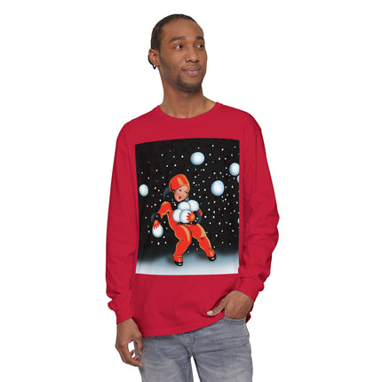 Festive Snowball Unisex Garment-dyed Long Sleeve T-Shirt