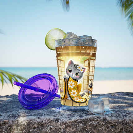 Playful Kitten in the Tea Room Sunsplash Tumbler with Straw, 16oz