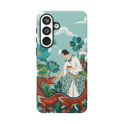 🐉🌿 The Dragon Keeper Phone Case – Art Deco Floral Fantasy