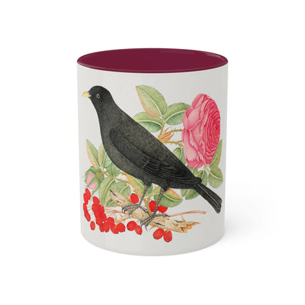 Blackbird with Roses by Anonymous Colorful Mugs, 11oz