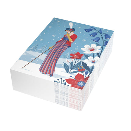 ❄️💙 The Lady Of The Winter Bluebells Greeting Card – Art Deco Holiday Elegance