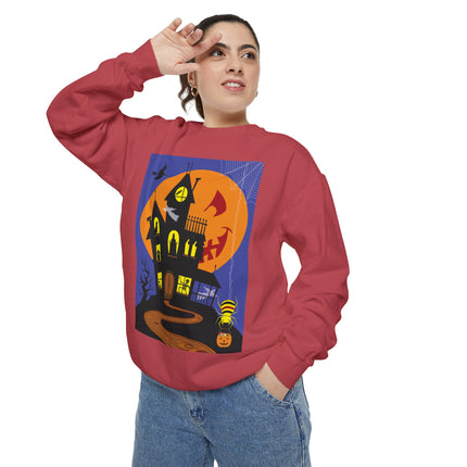 Halloween Night at the Haunted House Unisex Garment-Dyed Sweatshirt