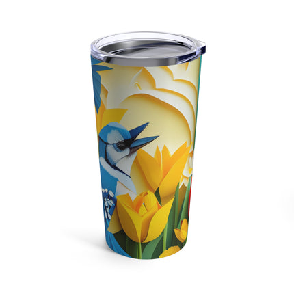 Blue Jays in a Spring Garden Tumbler 20oz