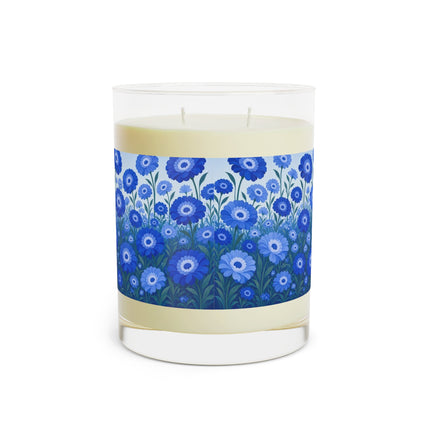 💙🌼 The Lady Of The Sapphire Blue Flower Garden Scented Candle – Art Deco Floral Elegance
