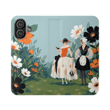 🌼🖤 The Ladies Of The Garden Promenade Flip Case – Art Deco Floral Fashion
