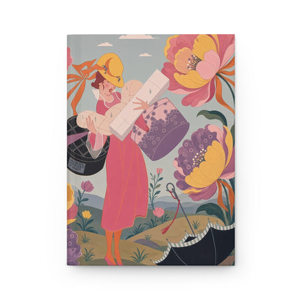 🌸☂️ The Lady Of The Flower Garden Excursion Hardcover Journal – Art Deco Springtime Whimsy