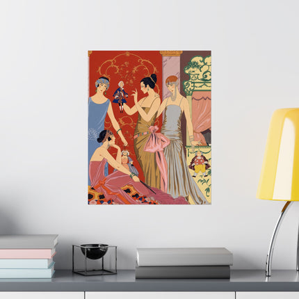 🎭🌹 Les Marionnettes Matte Vertical Poster – George Barbier Art Deco Fashion Elegance
