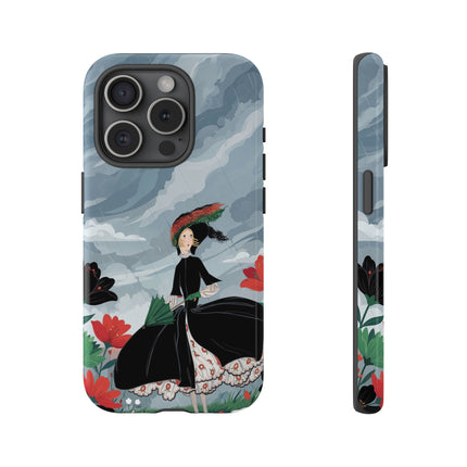 🌧️🌺 The Stormy Flower Walk Phone Case – Art Deco Floral Fashion