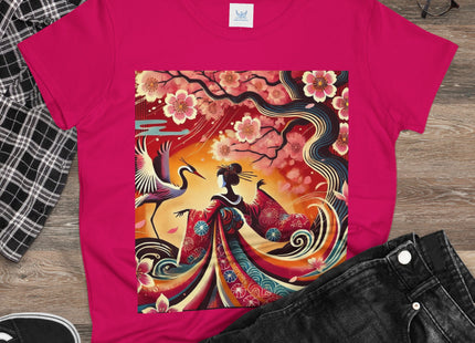 Fairy and Stork Beneath the Cherry Blossoms Cotton Tee
