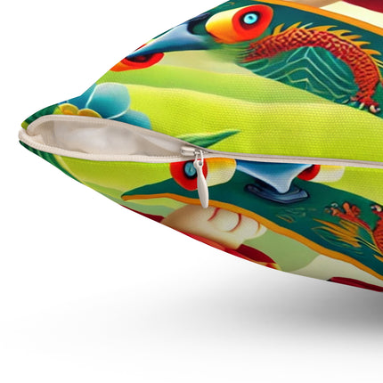 Dragon Dance on Wheels Spun Polyester Square Pillow