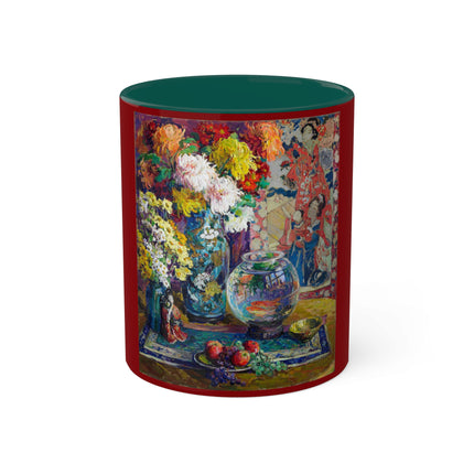 Fish, Fruits, and Flowers by Kathryn E. Cherry Colorful Mugs, 11oz