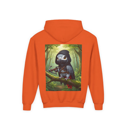 The African Grey Sentinel Youth Hooded Sweatshirt – Quiet Strength & Woodland Adventure