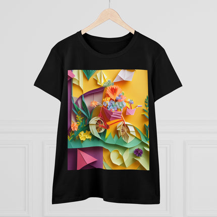 Origami Bicycle Women's Midweight Cotton Tee