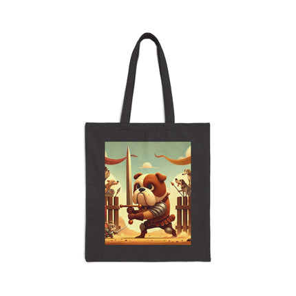 The Bulldog Duel Cotton Canvas Tote Bag – Bravery, Charm & Whimsical Valor