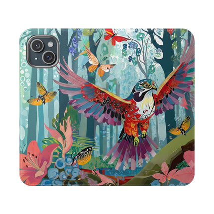 🦖🦋 Colorful Raptor Flip Case – Butterfly Wonder & Forest Adventure