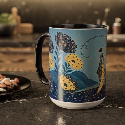 🌼🦋 The Enchanted Butterfly Garden Promenade Colorful Mug – Art Deco Floral Whimsy