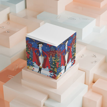 🎭🎄 The Christmas Masquerade Lady Note Cube – Art Deco Holiday Glamour