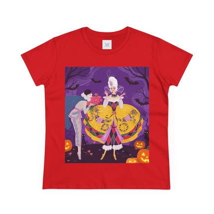 🎭🌹 The Harlequin Rose Masquerade Cotton Tee – Theatrical Halloween Romance