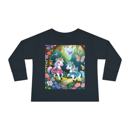 Baby Unicorns and Fluttering Butterflies Toddler Long Sleeve Tee