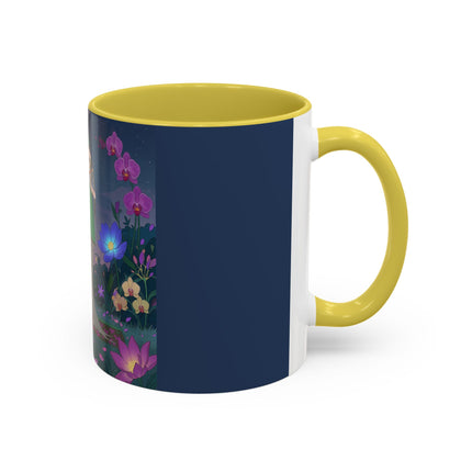 Moonlit Incense Ceremony Colorful Mugs – Art Deco Meditation Garden