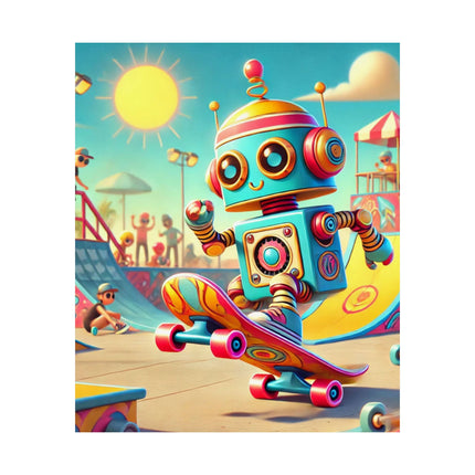 🛹🤖 The Skate Park Robot Matte Vertical Poster – Action, Energy & Retro Fun