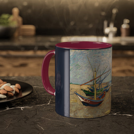 Fishing Boats on the Beach at Saintes-Maries by Vincent Van Gogh Colorful Mugs, 11oz
