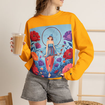 🎪🌺 The Flower Garden Harlequin Crewneck Sweatshirt – Art Deco Fashion Whimsy