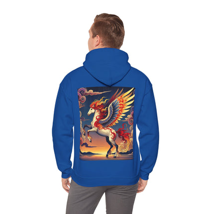 Flame-Winged Horse at Sunset – Heavy Blend™ Hooded Sweatshirt