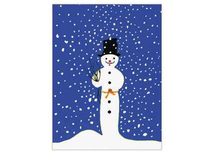 Snowman in Falling Snow Ceramic Tile